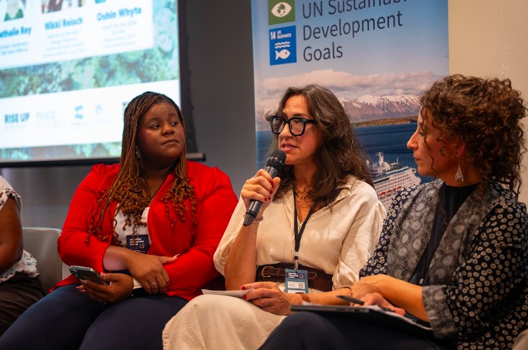 Panelists discussing the UN Sustainable Development Goals